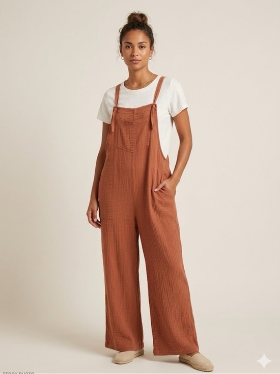 Tribal Pants - Boho Chic Gauze Cotton Rust Overalls NWT Women’s size XXL